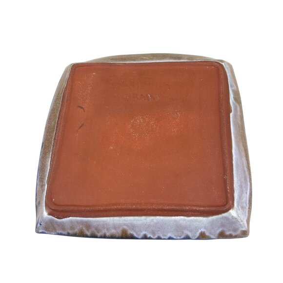 Earthworks BarbadosHandcrafted 8.5" Square Ceramic Plate With Blue & Yellow Flor - Picture 3 of 7